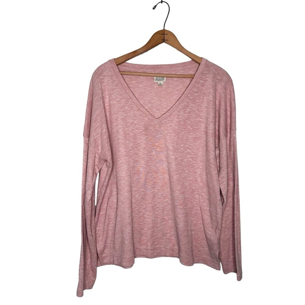 J. Crew | Pink Vintage Fleece V Neck Long Sleeve Space
Dyed Jersey Size XL